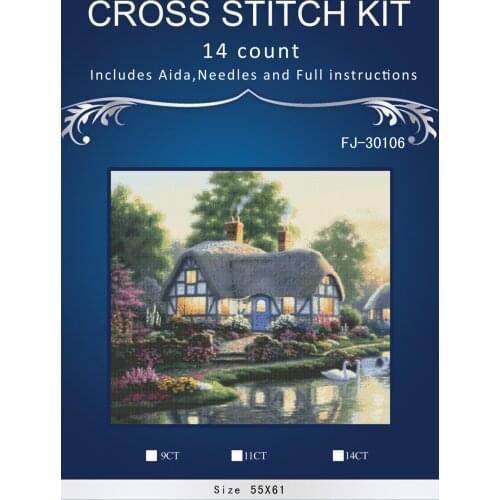 Top Quality Lovely Hot Sell Counted Cross Stitch Kit Old World Holiday Ornaments Similar DMC FJ-30106 Green spring house