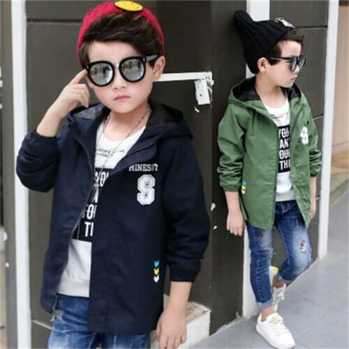 New childrens clothing spring boy jacket childrens windbreaker in the long section of the big boy Korean shirt boy spring