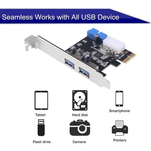 New 2-port USB 3.0 PCI-e Expansion Card PCI Express PCIe USB 3.0 Hub Adapter 2-port USB 3 0 PCI E PCIe Express 1x