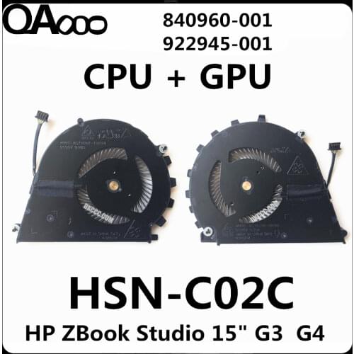 New Cpu Fan For HP ZBook Studio G3 G4 CPU & GPU Cooling Fan 840960-001 / 922945-001