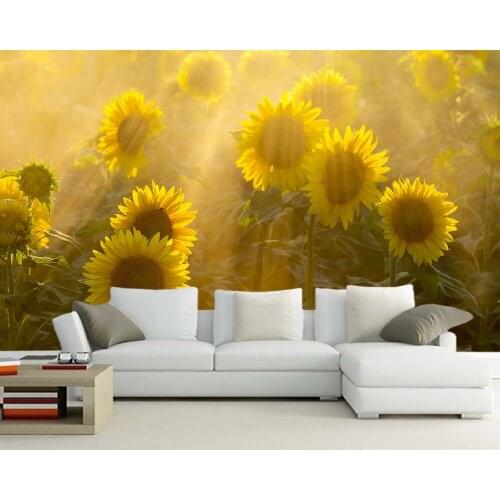 Papel de parede Sunflowers under the sun natural 3d wallpaper,living room TV wall bedroom wall papers home decor kitchen mural