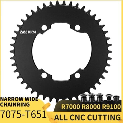 PASS QUEST R9100 Road Bike Chain Crankshaft Closed disk 110BCD 46T-58T Narrow Wide Chainring For shimano R7000 R8000 DA9100