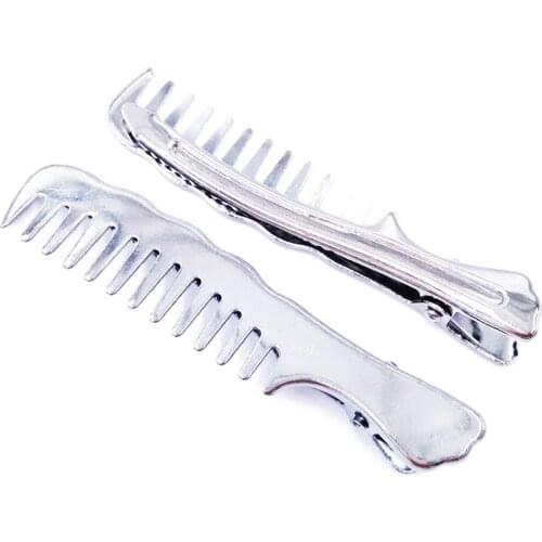 Silver Plated 120piece 13x60mm Comb Shape Hair Clips Hairgrips accessories Duckbill Clip Jewelry Findings Wholesale HCF20