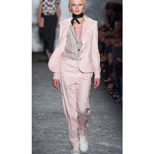 Pink Lady Women Suit Spring Autumn Slim Professional 2 Pcs Suit Womens Pantsuit Custom Made
