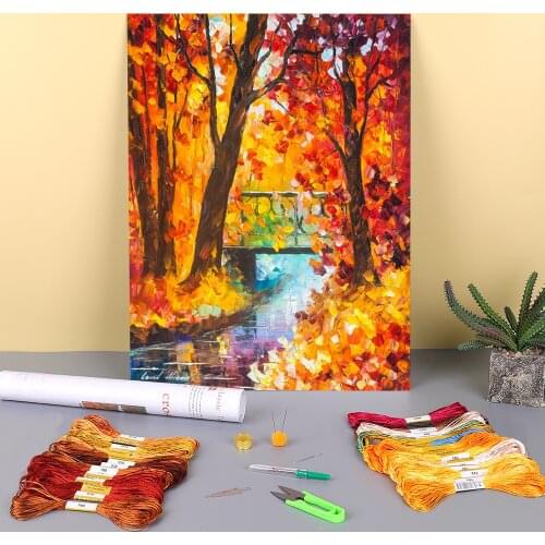 Swinging Time Printed Water-Soluble Canvas 11CT Cross Stitch DIY Embroidery Kit DMC Threads Handicraft Handmade Adults