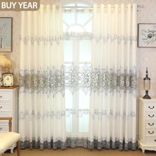 European Style Curtains for Living Room Bedroom Peony Embroidery Curtains Tulles Curtains Finished Product Customization