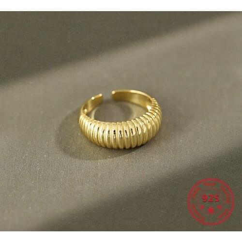 Special Price S925 Silver Jewelry Korean Version Of The Simple Style Round Horn-style Design Wild Fashion INS Female Ring