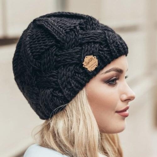 Retro Winter Hats For Women Outdoor Wool Knitted Hat Solid Color Diamond Plaid Beanie Cap Female Bonnet gorros mujer invierno