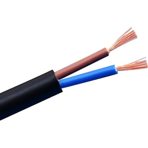 ZR-RVV2 0.5/0.75/1.0/1.5/2.5 square ground tow signal cable 2Cores Copper Wire Conductor RVV Cable Black soft sheathed wire