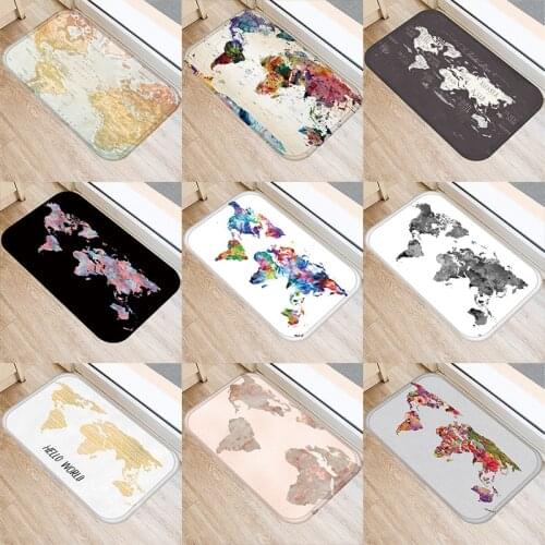 1Pcs Map Printed Pattern 40*60cm Kitchen Entrance Door Mat Coral Velvet Carpet Rubber Indoor Floor Mats Non-Anti-Slip Rug 48017