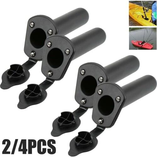 2/4pcs ABS Plastic Fishing Rod Pole Holder Portable Fishing Boat Rod Holder Bracket Mount Socket with Cap Cover