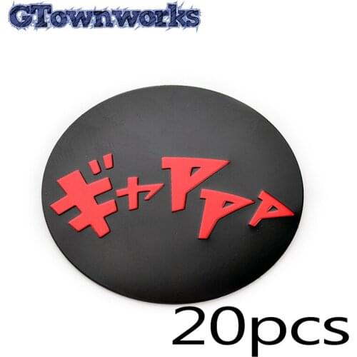 20pcs 49.5mm Car Wheel Center Hub Caps Sticker Logo Fit For OZ Drifting Onomatopoeia Japanese Series Black Red Aluminum Label