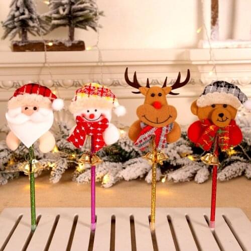 23CM Christmas decorations DIY Santa snowman deer bear creative bell pen pupils children Christmas gifts