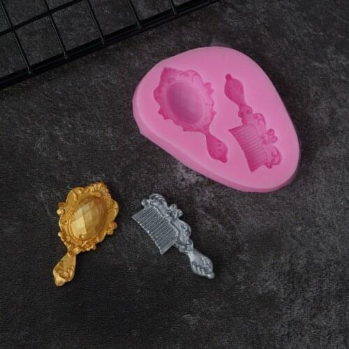 3D Silicone Mold Comb Classic Makeup Mirror Shape Fondant Cake Decorating Tools Sugarcraft Chocolate Molds