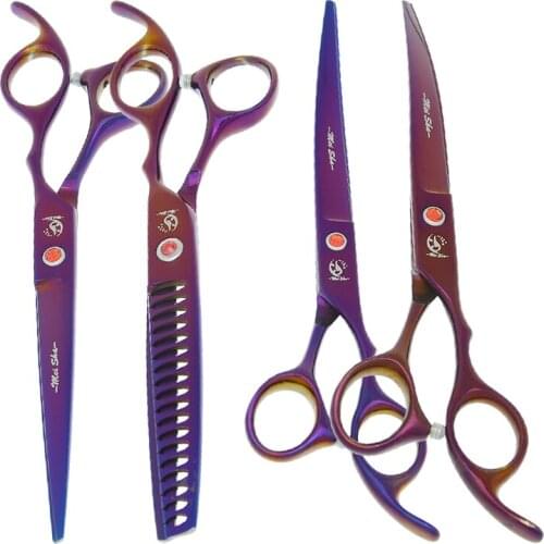 7" Professional Pet Grooming Scissors Dog Hair Trimming Clippers Animals Straight & Thinning & Curved Shears Forceps Comb B0021A