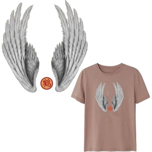 White Wings Iron On Transfer Decor Vinyl Heat Transfer Patches Stripes For Clothes Patch Thermo Stickers On Clothes Badge