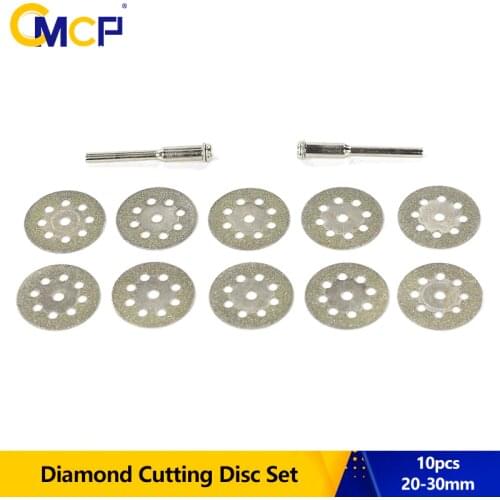 10PCS 20/22/25/30mm Mini Diamond Cutting Disc With Mandrel Circular Saw Blades Diamond Grinding Wheel for Dremel Rotary Tool