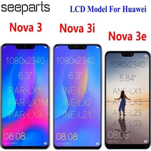 For Huawei Nova 3 LCD Display Touch Screen PAR LX1 LX9 Nova 3i LCD INE LX2 L21 Nova 3e Display ANE LX3 L23 Screen Nova3 LCD
