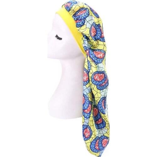 Elastic Wide Edge Long Braid Hair Hat Satin Bonnet Sleep Nightcap for Women