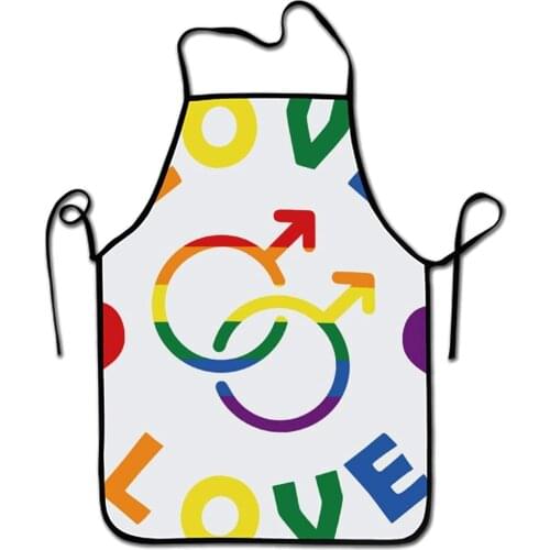 Chef Apron Durable Polyester Kitchen Aprons Fashion Funny Aprons for Thanksgiving, Christmas,Baking & BBQ, LGBT Gay Pride Love