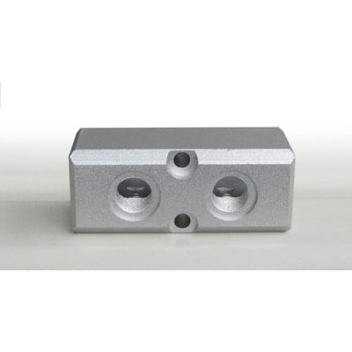 G1/2" In G1/4" Out 30x30mm 2 Way 4 Port Pneumatic Air Solid Aluminum Manifold Block Splitter Water Gas Oil