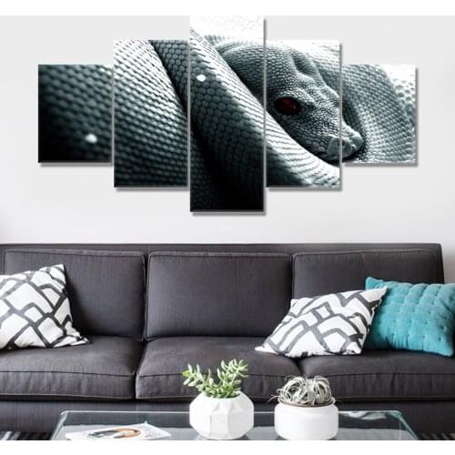 HD canvas canvas art painting living room wall decoration 5 panel white snake picture poster