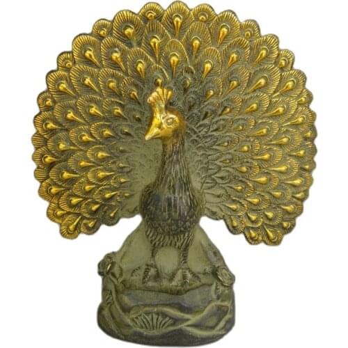 China Old Bronze Rural Collections Bronze Statue Of A Peacock In His Pride