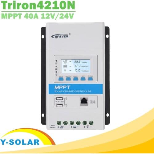 EPever Triron4210N 40A MPPT Solar Charge Controller 12V 24V Backlight LCD Solar Regulator 100V PV Input Common Negative DS2+UCS