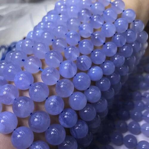 AAA LOOSE BEADS purple blue Chalcedony round 6/8/10mm Wholesale for DIY jewelry necklace 36cm