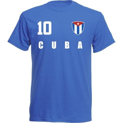 Kuba Cuba 2019 T-Shirt Blau Trikot Fubball Nr ALL 10 Sporter Footballer Soccers Tee Shirt