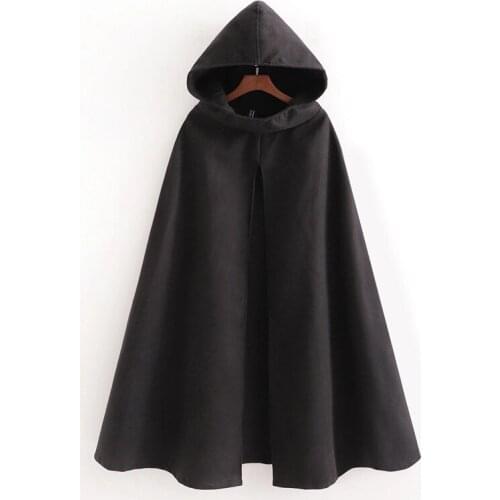 Merodi Autumn Ladies Casual Solid Woolen Thick Long Outwear Female Vogue Open Chest Hooded Loose Coats Womens Pullover Chic