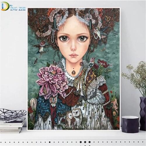 Cartoon Princess Fantasy Fairy Girl Full Drill 5D DIY Diamond Painting Cross Stitch Flower Kit Mosaic Rhinestone Halloween Decor