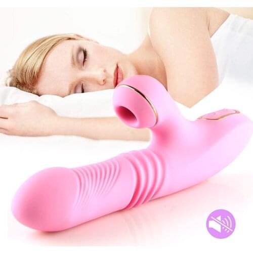 Heating Telescopic Vibrating Bar Female G-spot Masturbator Vibrator AV Wand Clit Sucking Stimulation Adult Goods Double Shock