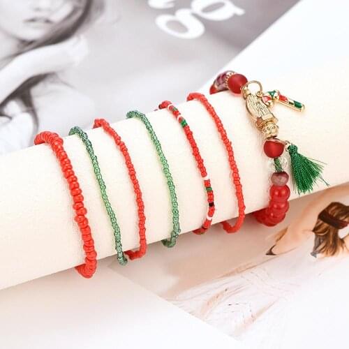 Hot New Multi-layered Christmas Bracelet Bohemian Style Christmas Series Beads Pendant Jewelry Gifts For Women Girl Charms 1PC