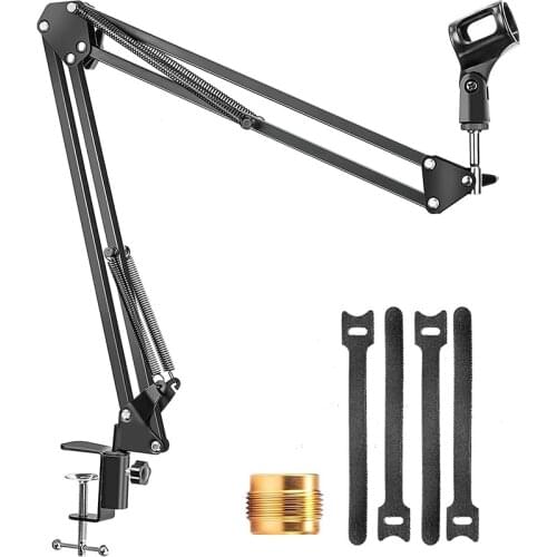 Microphone Arm Stand,Adjustable Suspension Boom Scissor Arm with Screw Adapter and Cable Ties and Other Mics
