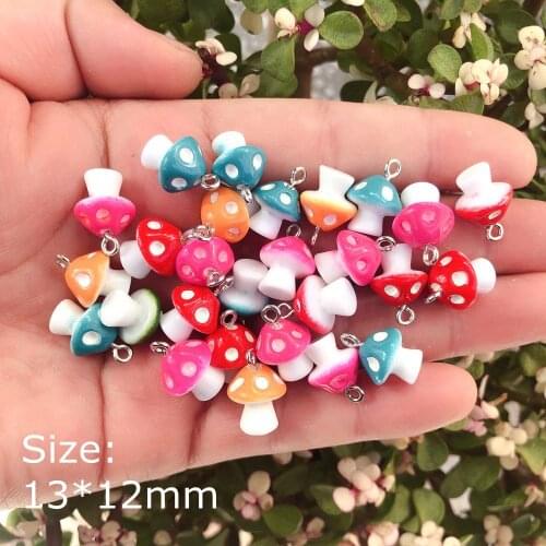 20pcs/Pack Mushroom Resin Charms for Earring Key Chain Necklace Pendant Jewelry Findings Making