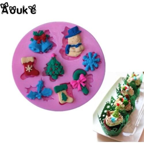 Christmas Cake Baking Decoration Silicone Mold Kitchen Baking Tools Chocolate Mold Christmas Gift Snowman Socks Silicone Mold
