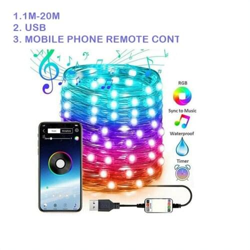 20M Christmas Decor Christmas Tree Led String Light Lamp Smart Bluetooth LED Lights Garland App Remote Control Light Dropship