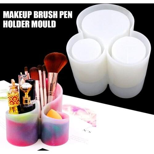 DIY Handmade Silicone Resin Casting Mold Makeup Brush Pen Container Molds Crafts Decor Flower Plant Vase Holder Mould Tools
