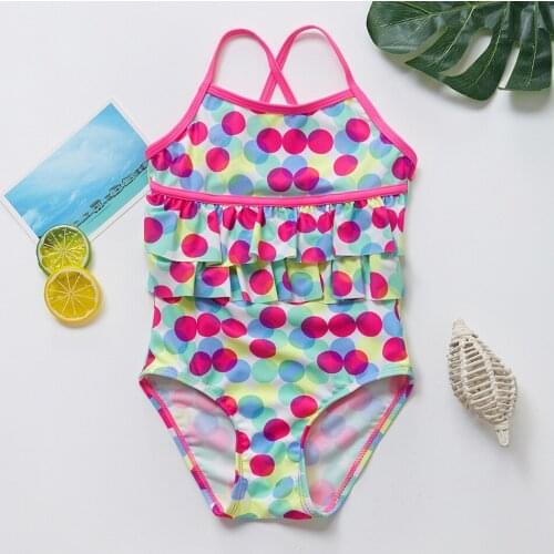 2019 One Piece Ruffle Style Swimsuit For Girls 3-10years One-Piece Bathing Suit Childrens Swimwear Summer Beachwear 9017