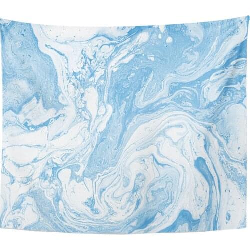 Light Blue and White Colours Beautiful Abstract Marble Modern Home Decor Tapestry Wall Hanging for Living Room Bedroom Dorm 50in