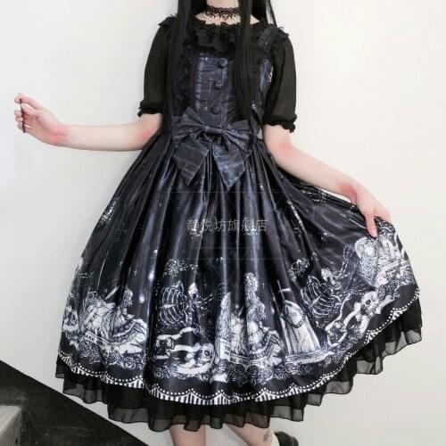 Dark Gothic Girl Jsk Sling Lolita Loli Cross Dress Soft Sister Retro Cross Dress