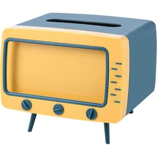 Tissue Box TV Shaped Napkin Holder Desktop Paper Cover Storage Phone Holder Creative Container Plastic Organizer Home Decoration