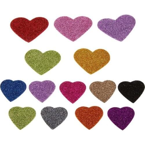Pack of 50 pcs Glitter Foam Heart Shape Mixed Self Adhesive Sticker for Kids Crafting Other Craft