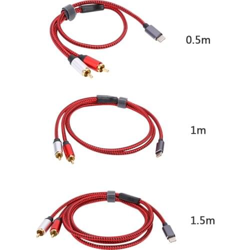 USB Type C to 2 RCA Male Audio Cable Hot Sale Audio Cable Delicate Texture Adapter Cord for Xiaomi Huawei Amplifier
