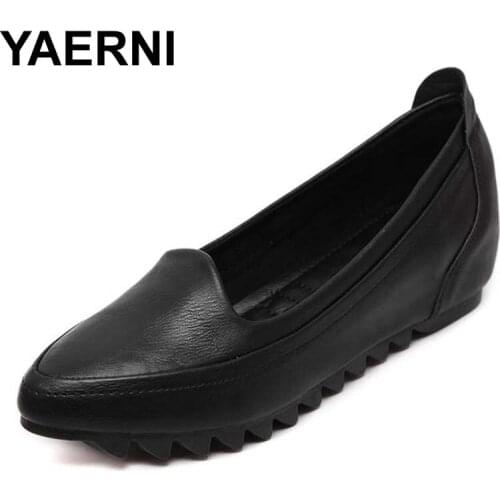 YAERNI Size 33-42 Newly Spring Autumn Woman Microfiber Leather Shoes Fashion Lady Leather Shoes Soft Woman Flats