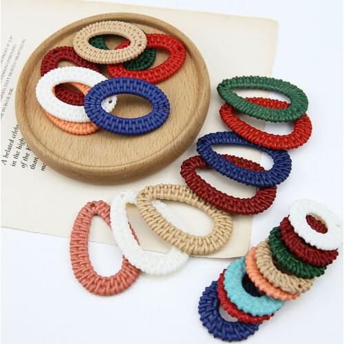 DIY handmade jewelry accessories imitation woven rattan resin hollow oval ring drop pendant earring earring material