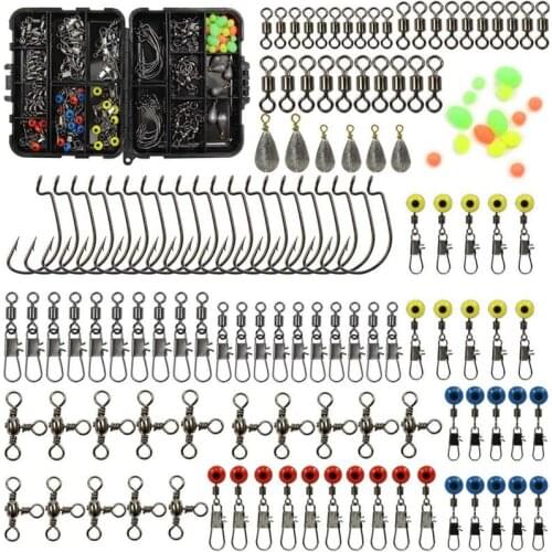 1box Fishing Accessories Kit Including Jig Hooks Fishing Sinker Weights Fishing Swivels Snaps