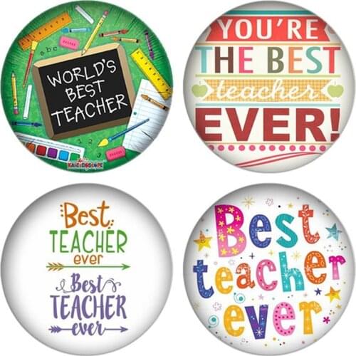 10pcs/lot The Letter " Best Teacher Ever "Glass Cabochons Dome Beads For Base Settings Jewelry Findings DIY Teachers Gift