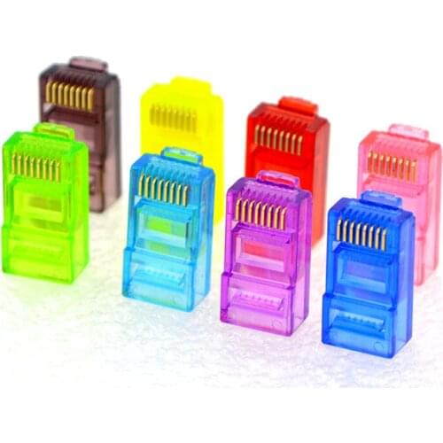 100pcs New Connector RJ45 CAT5e Color Super Five Network Crystal Head Connector Gold-plated Crystal Head Special Wholesale